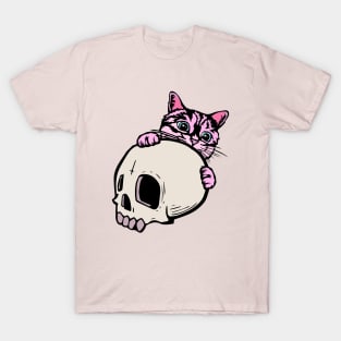 Cute Cat & Skull Pastel Goth T-Shirt